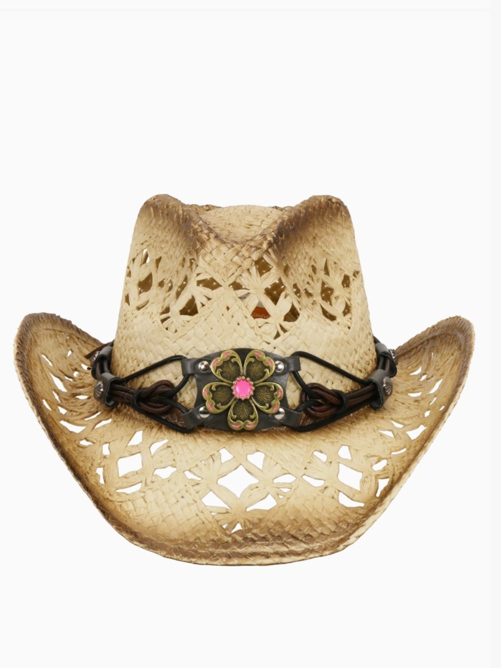 Floral Boho Weaved Cowboy Hat